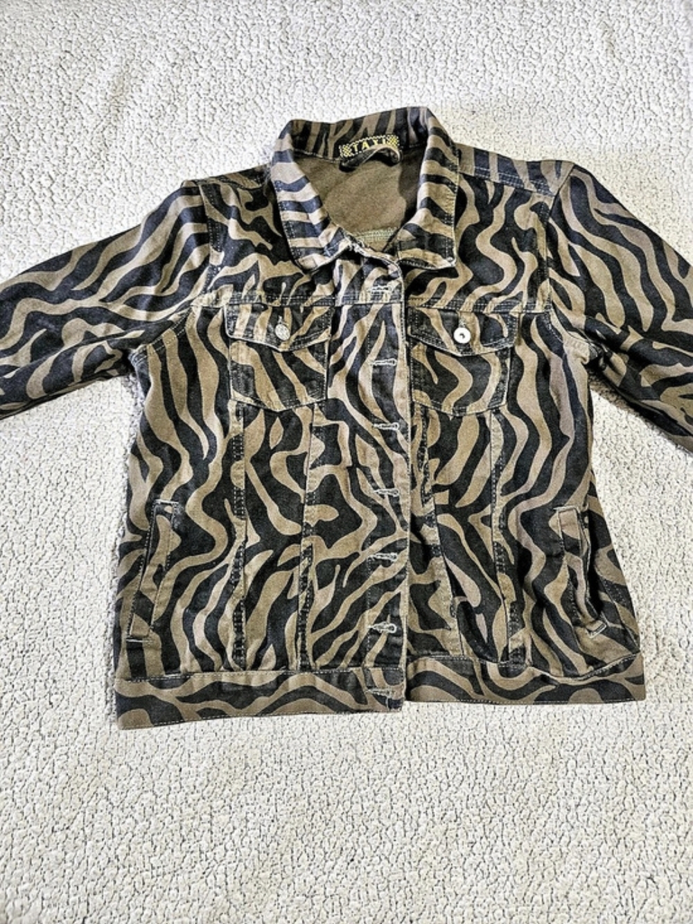Taxi Zebra Print Denim Jacket
